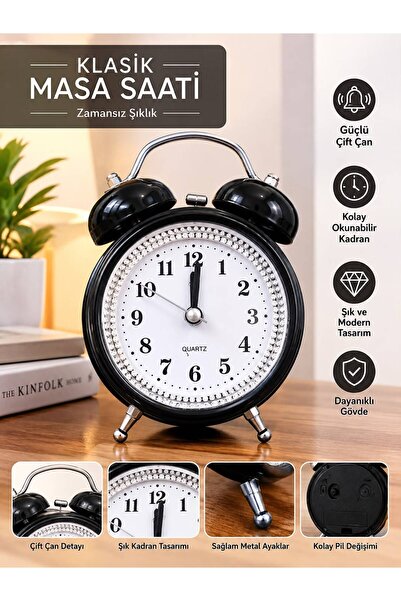 ROZIA Klasik Masa Saati Dekoratif Analog Küçük Saat