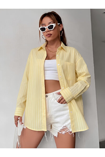 TAHVO By Styli Yellow Striped Long Sleeves Button-Up Shirt