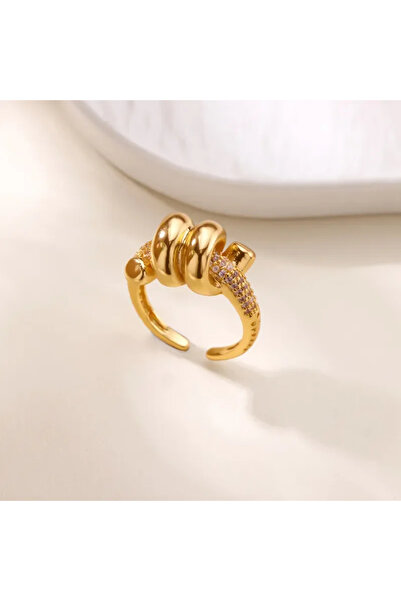 Peach Jewelry Δαχτυλίδι Κομψό Στυλ Μοντέρνο Από Ανοξείδωτο Ατσάλι 316 Χρυσο Ζ...