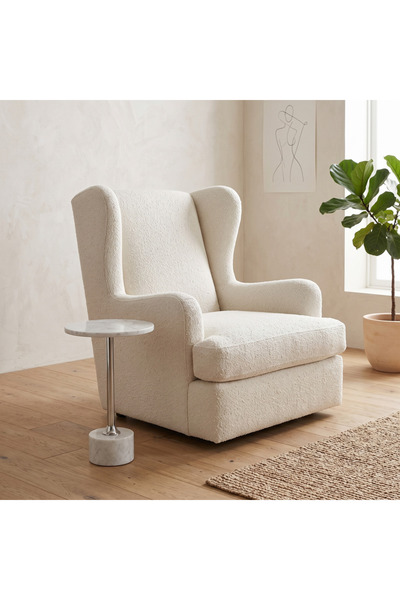 Ebticar Modern Style Elegant Round Silver Metal Marble Coffee Side Table