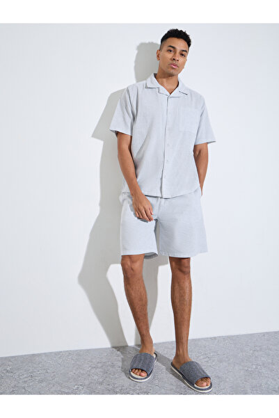 Styli Grey Solid Short Sleeves Pocket Detail Shirt and Shorts Pyjama Set