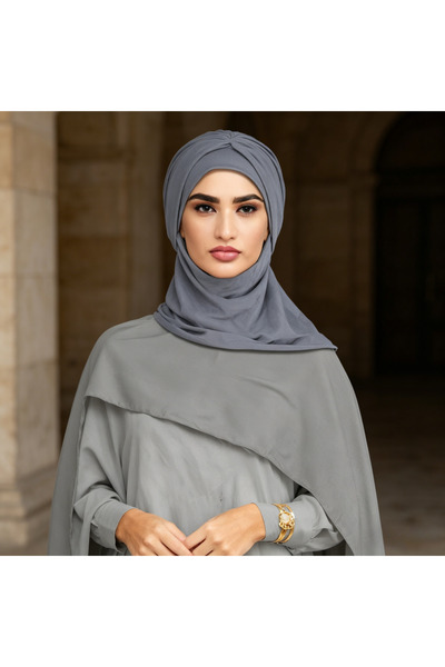 Take Two By Styli Grey Pleated Hijab Cap