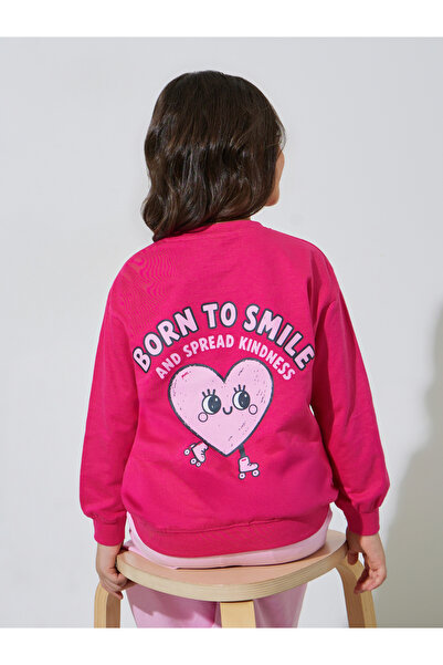 Styli Girl Pink Front and Back Print Oversized Sweatshirt