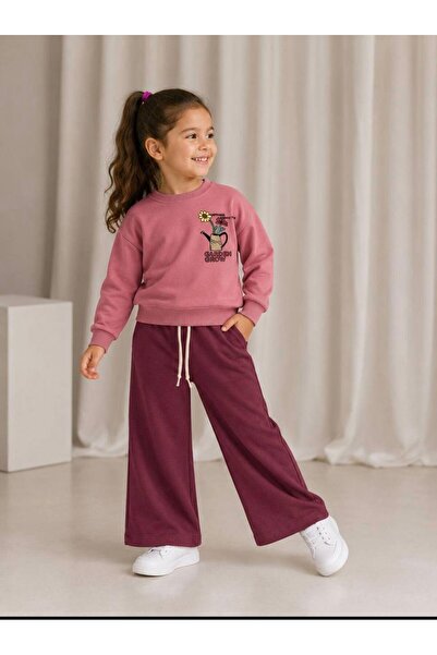 is kids wear Kız Çocuk Gardem Grow Baskılı Sweatshirt ve Eşofman Altı Takımı ...