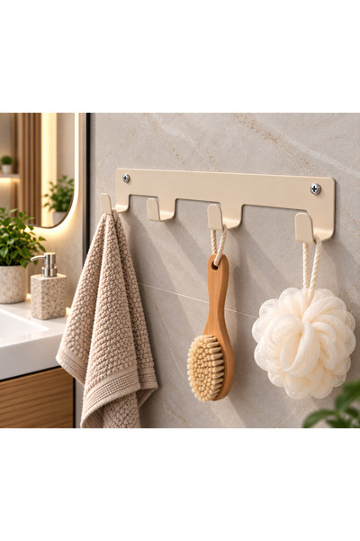 Dekorix Galvanizli Sac 4'lü Banyo Askılığı – Duvar Tipi Havlu ve Lif Askısı –...