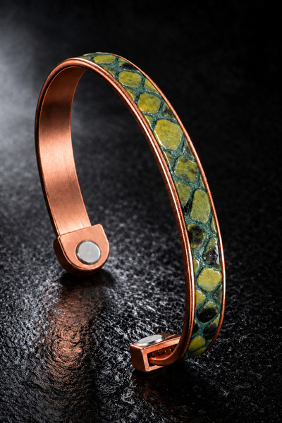 İyyaKee Astra Model Green Snakeskin Detailed Double Magnet Pure Copper Men's ...