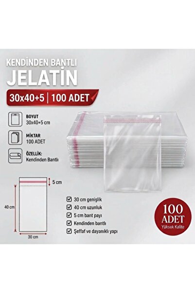 Bantlı Jelatin 30x40+5 cm (100 Adet) - Yüksek Kalite