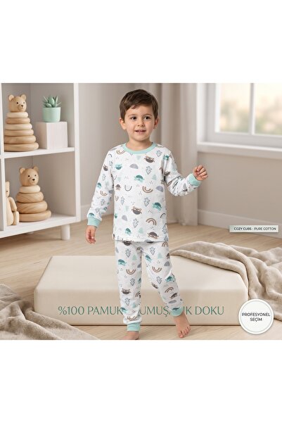 Deniva Kids Erkek Çocuk %100 Pamuklu Sevimli Hayvan Desenli Uzun Kollu Pijama...