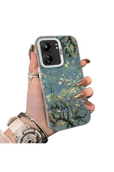 CHICASELUX Redmi 13C 4G/5G Compatible Retro Oil Painting Apricot Blossom Patt...