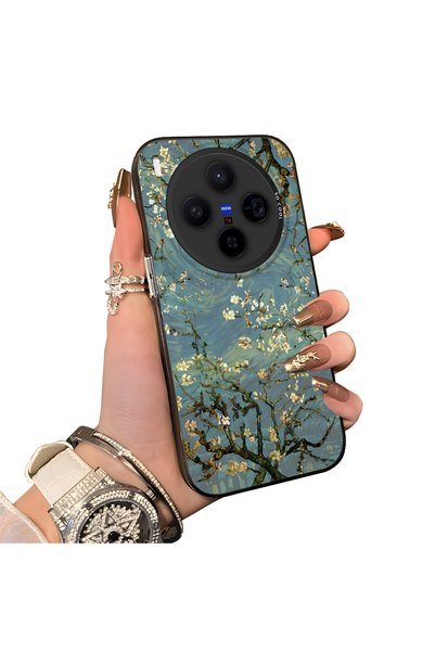 CHICASELUX حافظة متوافقة مع هاتف Vivo X300 بنمط زهرة المشمش ذات الطلاء الزيتي...