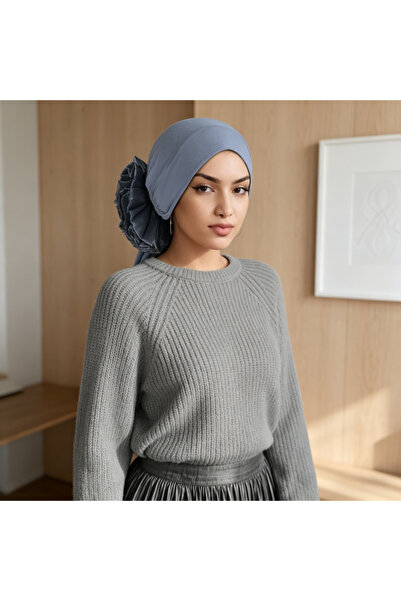 Take Two By Styli Grey Hijab with Flower Elastic Detail