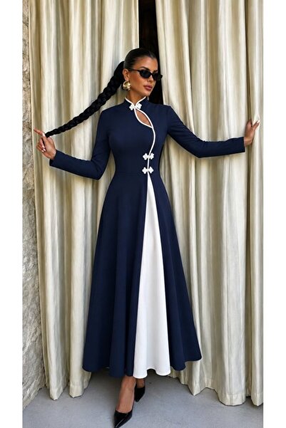 Generic Brand Women's long sleeve judge collar detailed dropped two color lon...