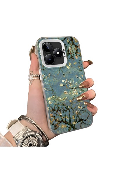 CHICASELUX حافظة متوافقة مع Realme C51/C53 بتصميم ريترو على شكل زهرة المشمش، ...