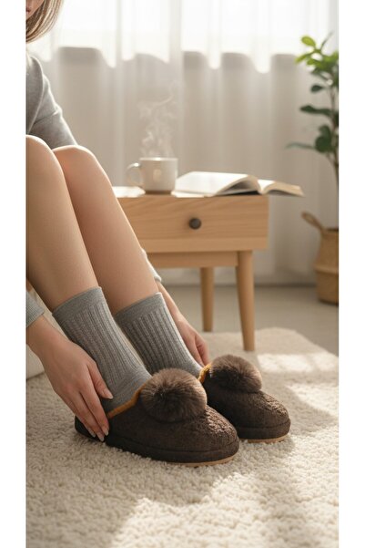 Moda fiesta Women's Pompom Plush House Slippers Soft Sole Comfortable Winter ...