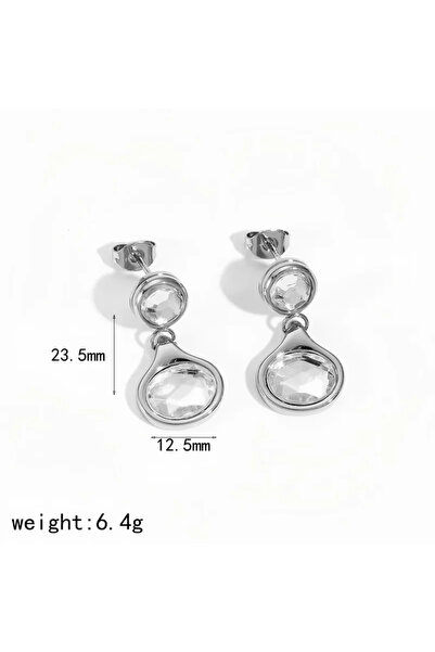Peach Jewelry Υποαλλεργικά σκουλαρίκια σε σχήμα σταγόνας με ζιργκόν από ανοξε...