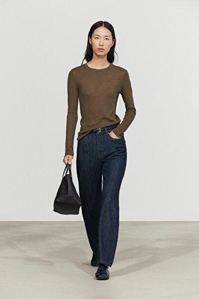 Massimo Dutti Pamuk kaşmir karışımlı triko t-shirt