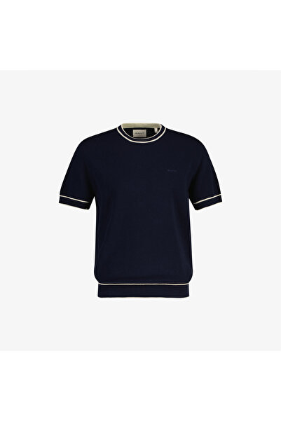 Gant Erkek Lacivert Regular Fit Kısa Kollu Triko