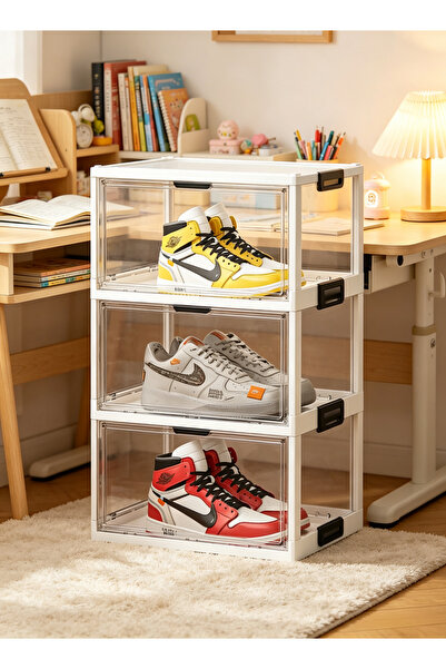 Generic Installation-free multi-layer shoe storage box - transparent visible ...