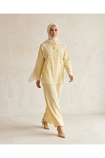 BURRASCA Embroidered Stone Linen Shirt