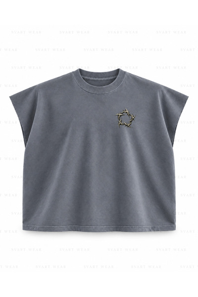 SVART WEAR تي شيرت بدون أكمام بطبعة قلب من Zincir Kalbi - أنثراسايت