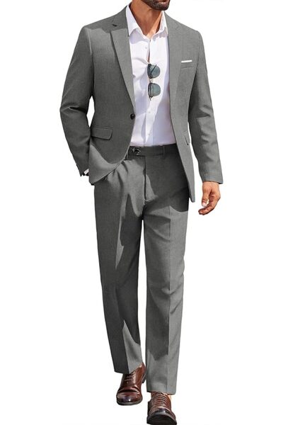 COOFANDY Men Suits Classic Fit 2 Piece Suit Set One Button Casual Blazer Wedd...