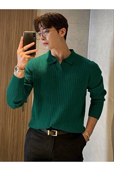 zs zaos fashion Men's Long Sleeve Nurse Collar Poly Collar Seasonal Knitwear ...