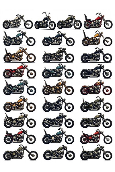 dekorif 30 Adet Retro Chopper Motosiklet Sticker Seti - Kask, Laptop ve Ajand...
