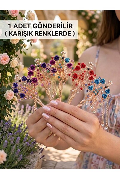 ADAA GIFT Metal Detaylı Sallantılı Çin Saç Tokası Kalem Toka Çubuk Toka Şiş T...