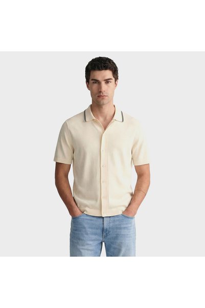 Gant Erkek Krem Regular Fit Kısa Kollu Resort Yaka Gömlek