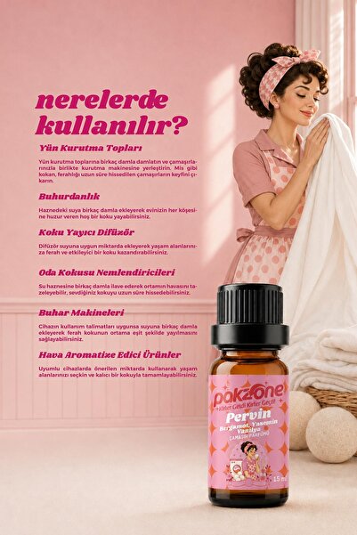 Pakzone Çamaşır Parfümü Difüzör Buhurdanlık Esansı Pervin 15 ml