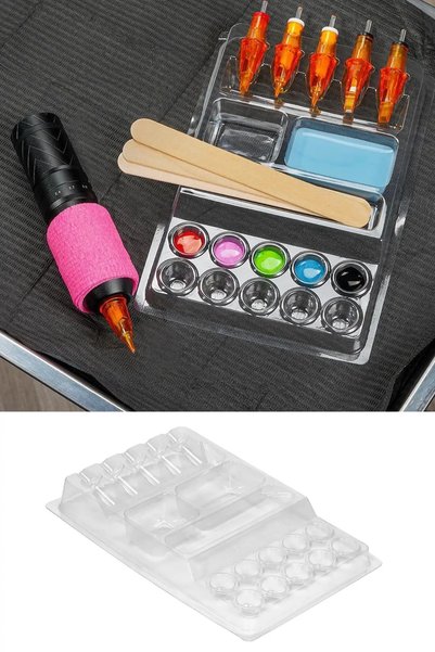 Tattoo Ink Tray Dövme Boya Pota Organizer | 20'li Steril Setup Seti