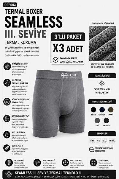 OIL COMPANY Thermal Gray 3-Pack Boxer Seamless 3. Level