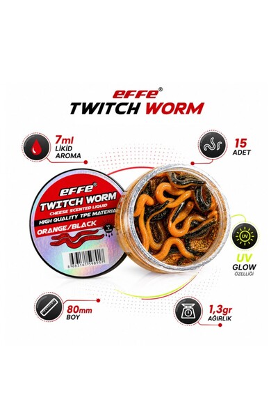 EFFE Twitch Worm sarımsak kokulu silikon yem