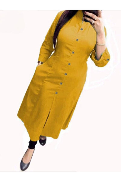 MYSMAR Yellow Cotton Top - NJF2346 | Yellow-Size:3XL-46-Inches