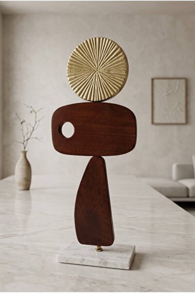Generic Brand Geometric Wooden Decorative Ornament with Gold Accents