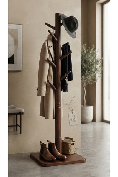 GALORWAY Cuier de Podea din Lemn Masiv, înălțime 175 cm, Bază Pătrată, Design...