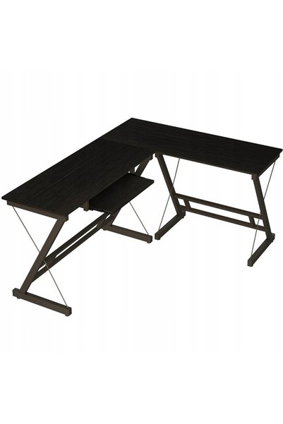 Muvu Birou de colț mare, modern, industrial, negru, pentru gaming