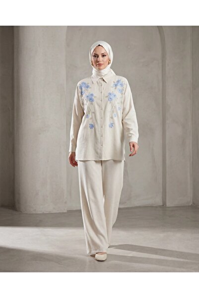 BURRASCA Embroidered Stone Linen Shirt