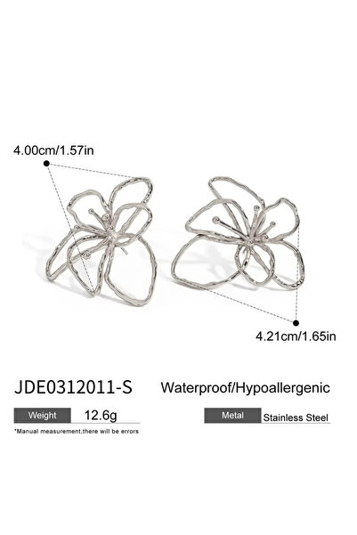 Peach Jewelry Σκουλαρίκια Μοντέρνου Στυλ Λουλούδι Ασημί Χρώμα Κατασκευασμένα ...