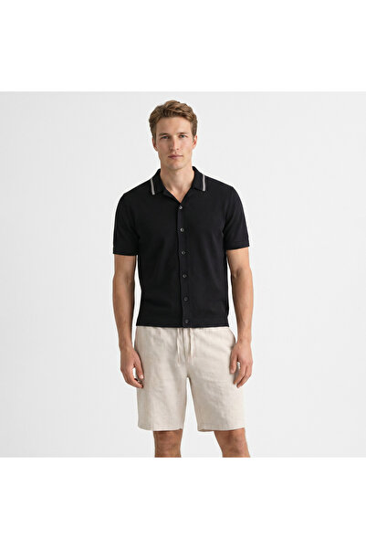 Gant Erkek Siyah Regular Fit Kısa Kollu Resort Yaka Gömlek