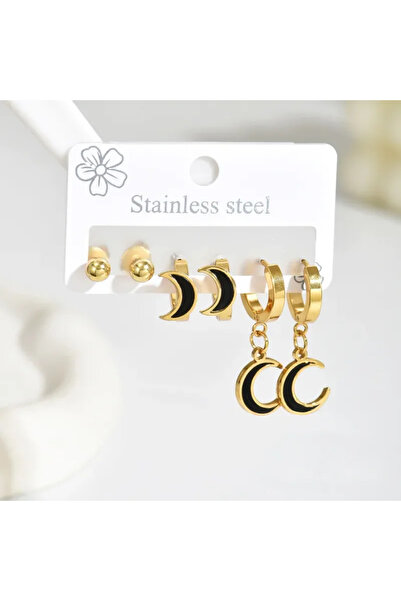 Peach Jewelry Σετ Σκουλαρίκια Φεγγάρι από Ανοξείδωτο Ατσάλι 316