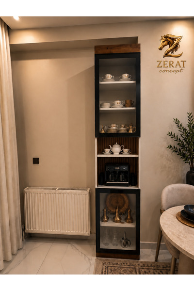 Zerat Concept ZERA Kahve Köşesi Dolabı – Cam Kapaklı MDF Lam Kahve İstasyonu ...