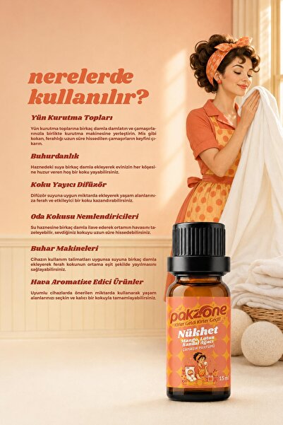 Pakzone Çamaşır Parfümü Difüzör Buhurdanlık Esansı Nükhet 15 ml