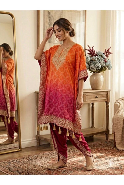 MYSMAR Multi Kaftan Dhoti Set - PMM16007 | Multi-Size:3XL-46-Inches