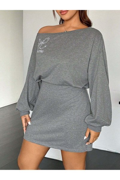 Sheya Rochie mini, gri - 3XL