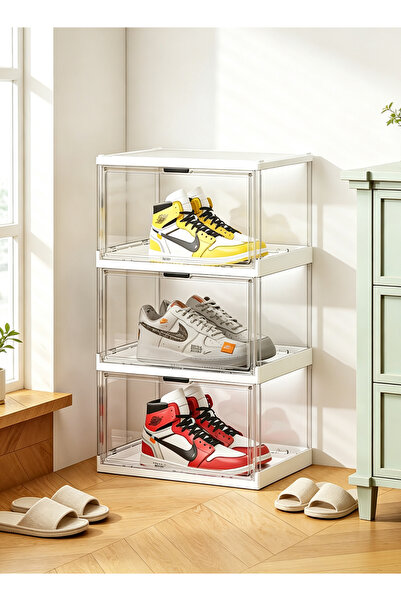 Generic Installation-free multi-layer shoe storage box - transparent visible ...