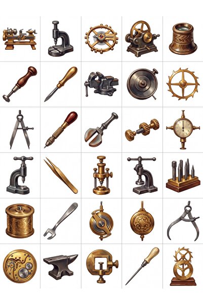 dekorif 30 Pieces Antique Watchmaker Tools Sticker Set - Notebook, Laptop, Ag...
