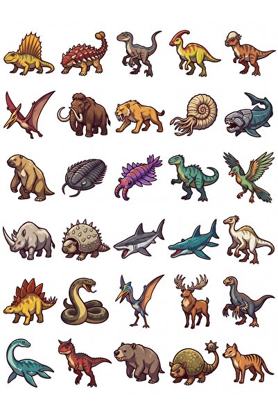 dekorif 30 Adet Anime Dinozor Canavar Sticker Seti - Laptop, Kılıf ve Defter ...