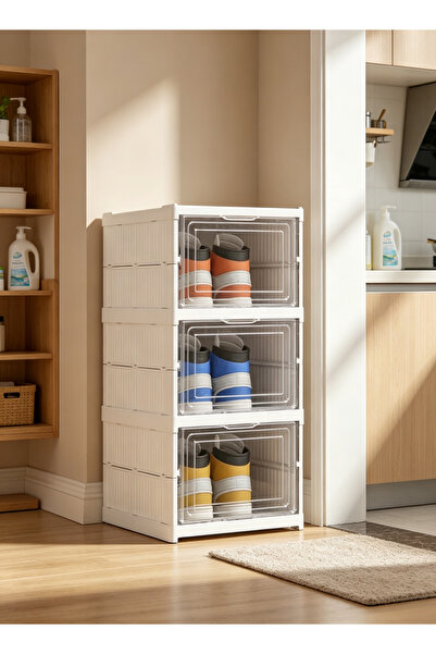 Generic Installation-free multi-layer shoe storage box - transparent visible ...