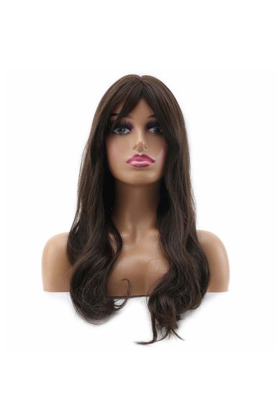 Nurdan Trend Peruk Slightly Wavy Medium Length Perçemli Fiber Synthetic Wig - Dark Espresso Brown